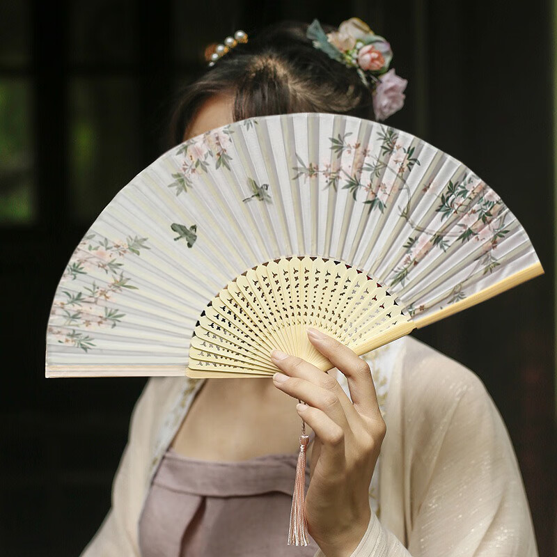 八音盒古风扇子折扇中国风夏季便携古代汉服折叠小竹扇子拍照舞蹈扇