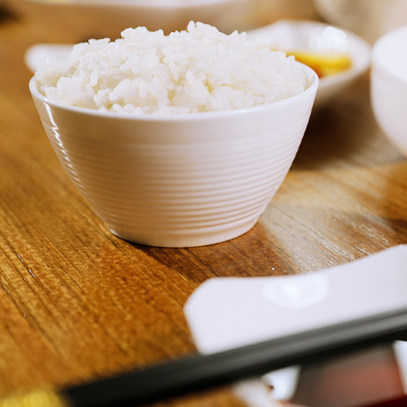 锦秋堂 景德镇陶瓷器 中式纯白釉 骨瓷餐具碗 釉下单碗 米饭碗 散件任意 7.5英寸螺纹盘