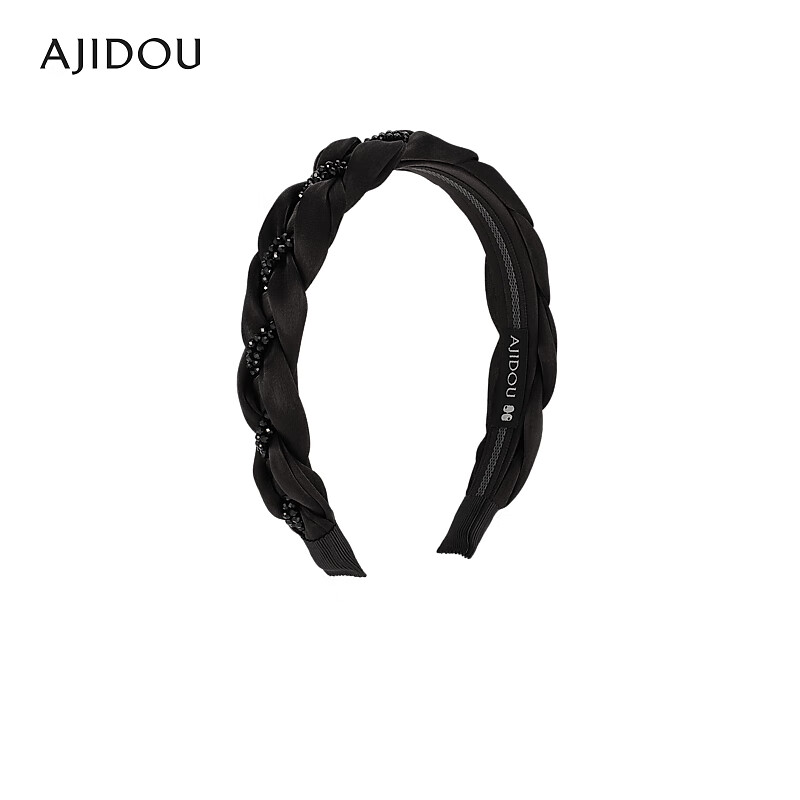 AJIDOU阿吉豆简约休闲时尚珍珠发箍 黑色 内直径12cm宽3cm