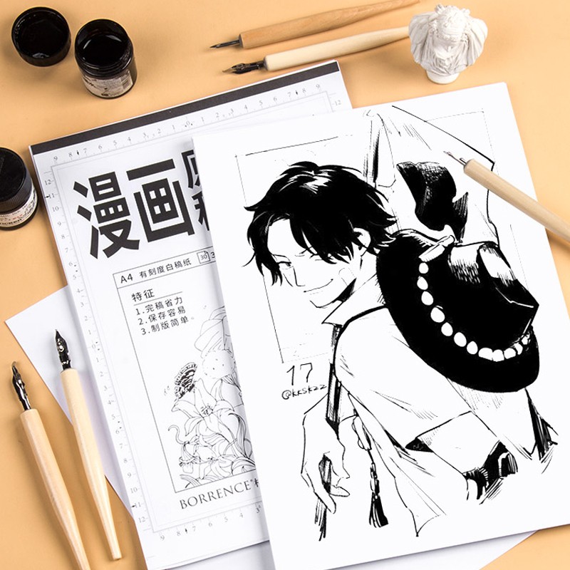 漫画原稿纸a4动画纸稿纸刻度纸动漫纸120g30页马克笔专用纸动漫手绘