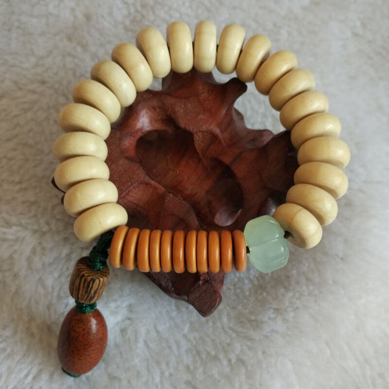 正宗五台山六道木九道木手工手串 女款手链岫玉鸡赤木宝瓶菩提 12mm*