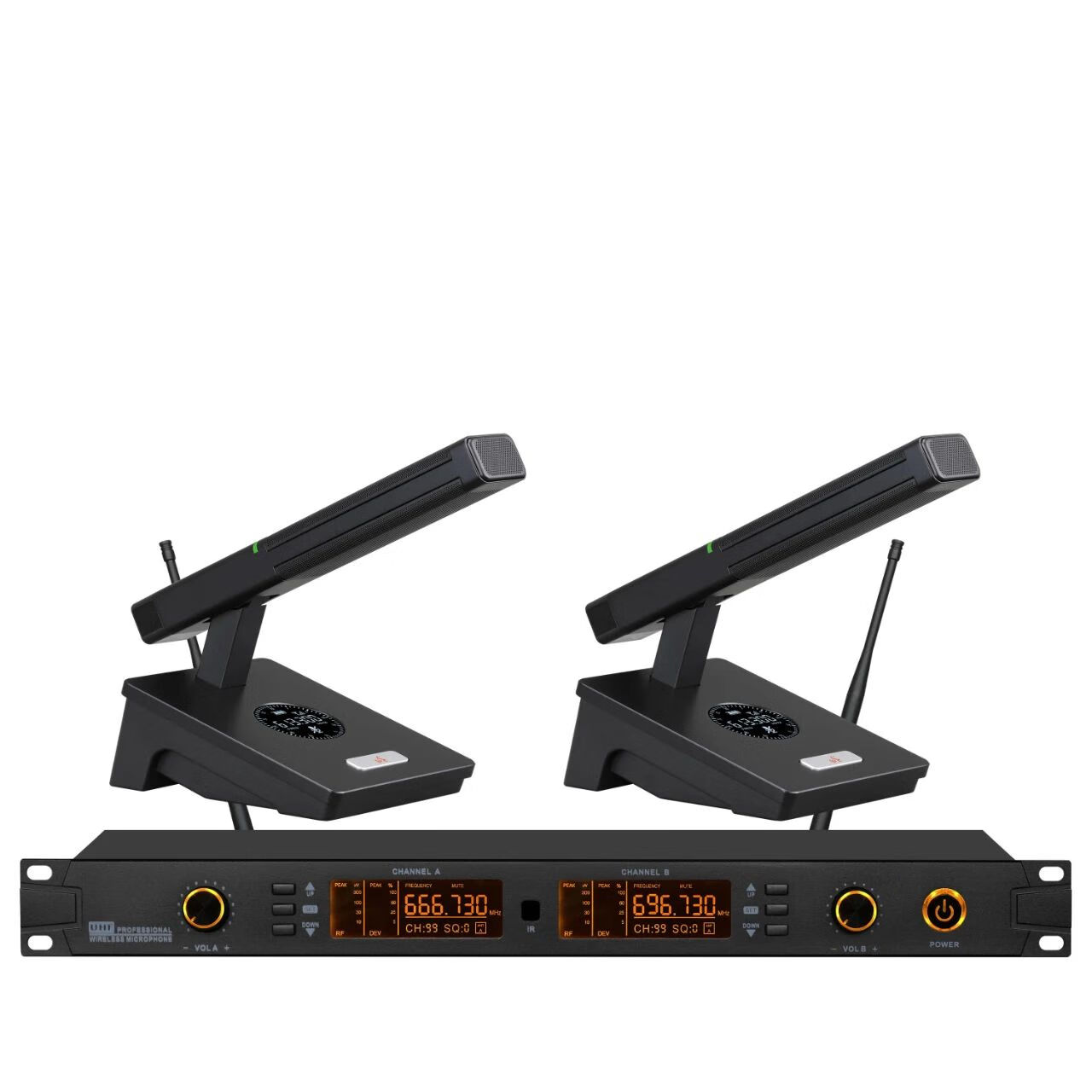 特莱斯电子trais  ts-9002t 一拖二无线会议话筒方管桌面麦克风电容式