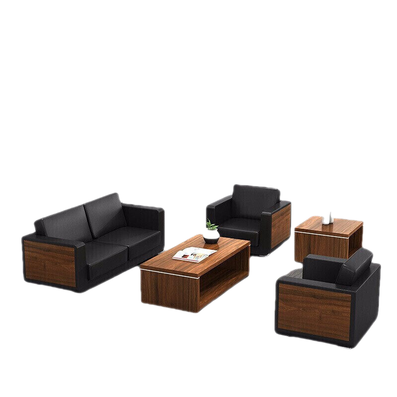 盛潇家具办公沙发简约现代单双人接待洽谈沙发茶几组合办公室三人位商务沙发 长茶几