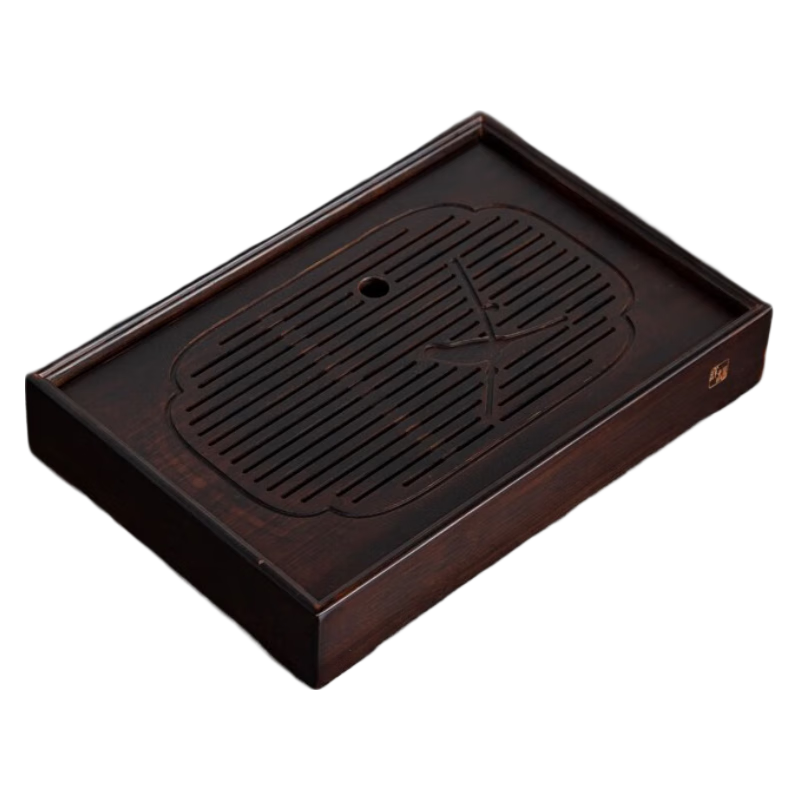 祥福竹制方形家用儲水功夫茶具家用小型簡易干泡盤瀝水茶托盤茶盤 燕喜小275*185*65