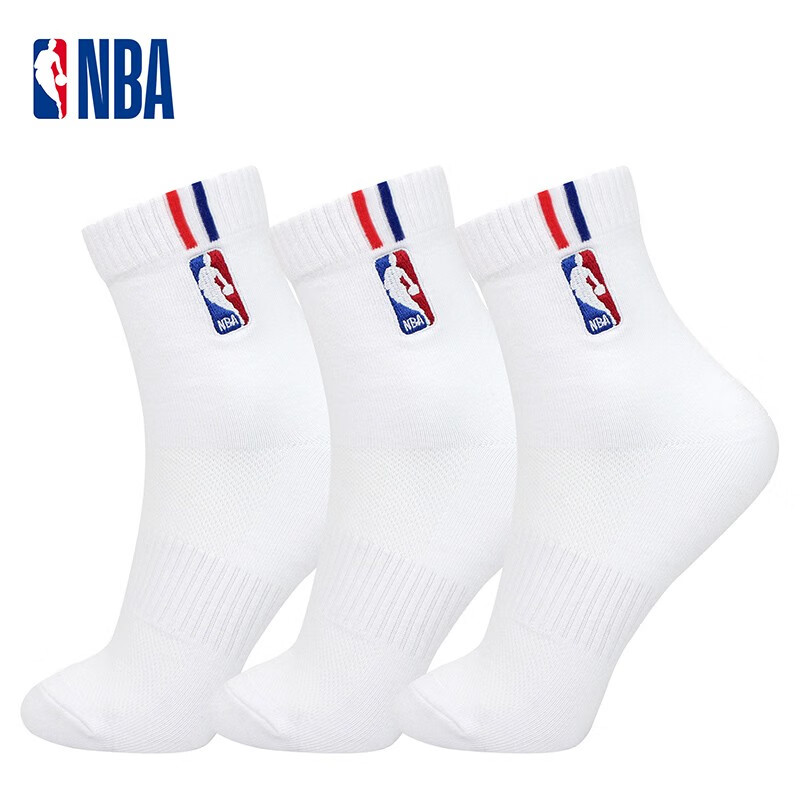 NBA袜子男士夏季网眼透气吸汗运动袜精梳棉袜刺绣跑步篮球袜3双装