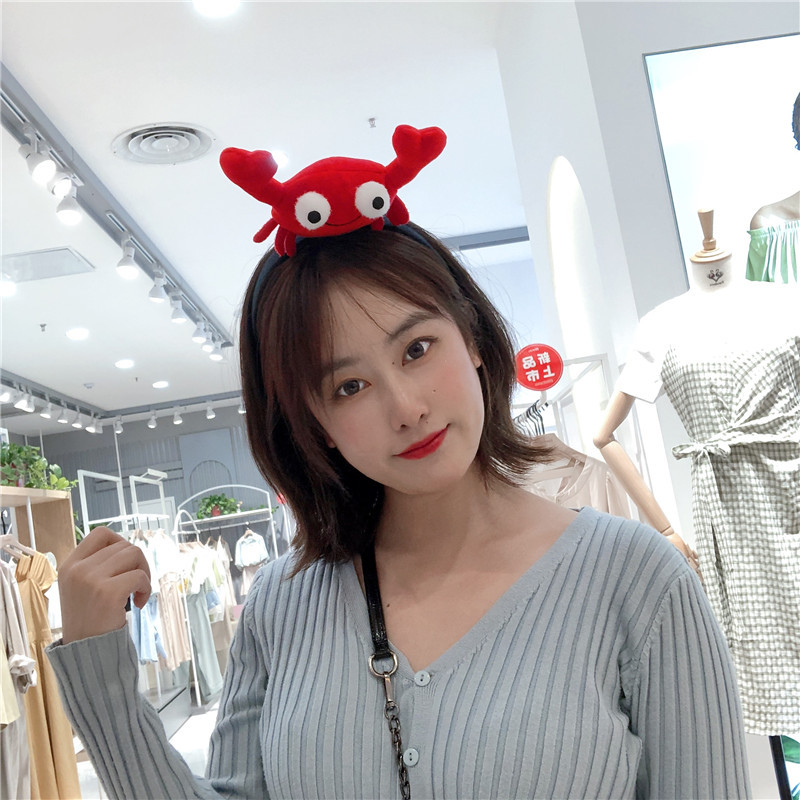 网红咸鱼食物可爱发箍抖音同款头箍韩国女生发饰 螃蟹