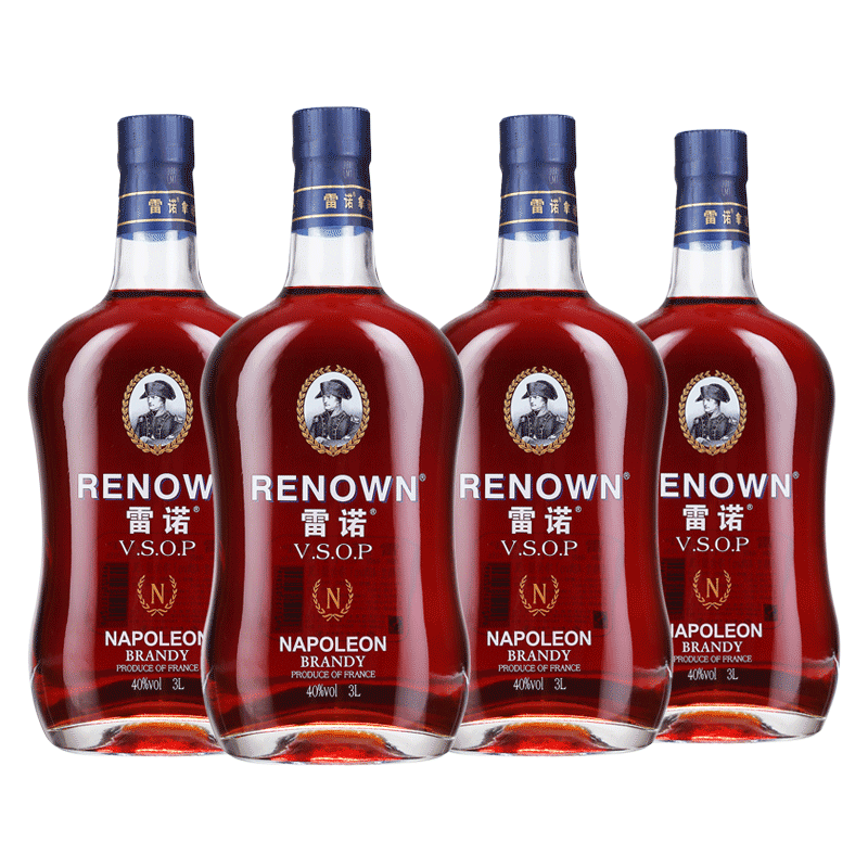 雷诺(renown)拿破仑白兰地vsop  3l*4 整箱礼盒装 洋酒烈酒 拿破仑