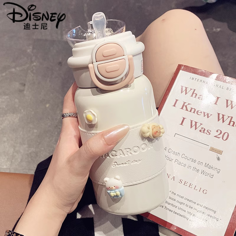 迪士尼（Disney）316保温杯女生高颜值精致感双饮口吸管杯母婴级大容量小巧 316白色保温杯【吸管口+直 500ml
