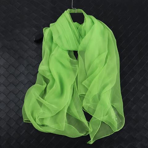 春季新款春夏季冰丝超大纱巾丝巾女长款纯色围巾沙滩 果绿色 新增颜色