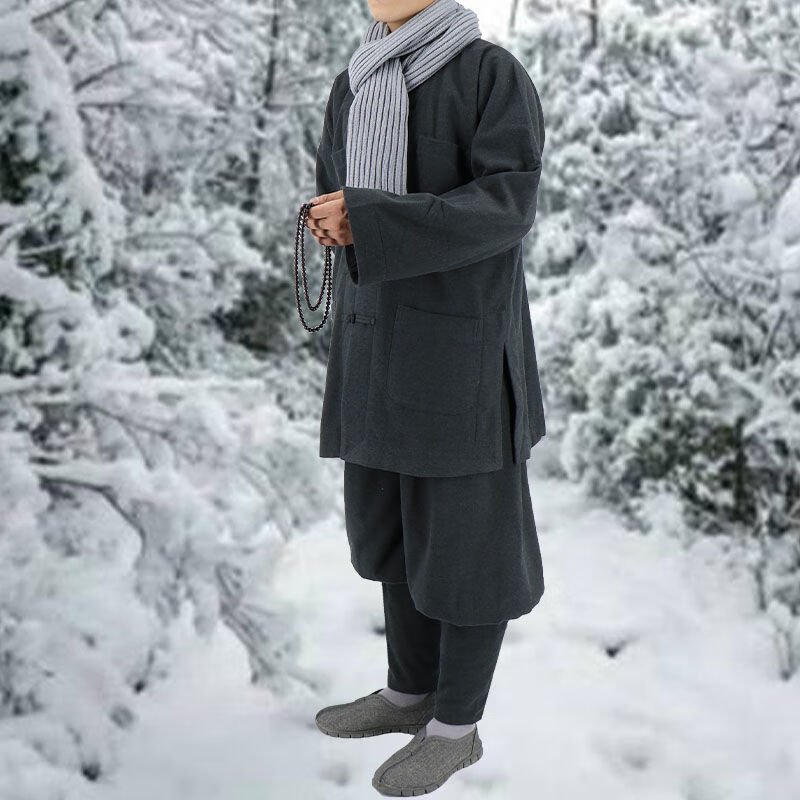 polongjubaqi僧人冬季僧衣毛呢加绒短褂男款僧装保暖御寒小褂僧人禅修