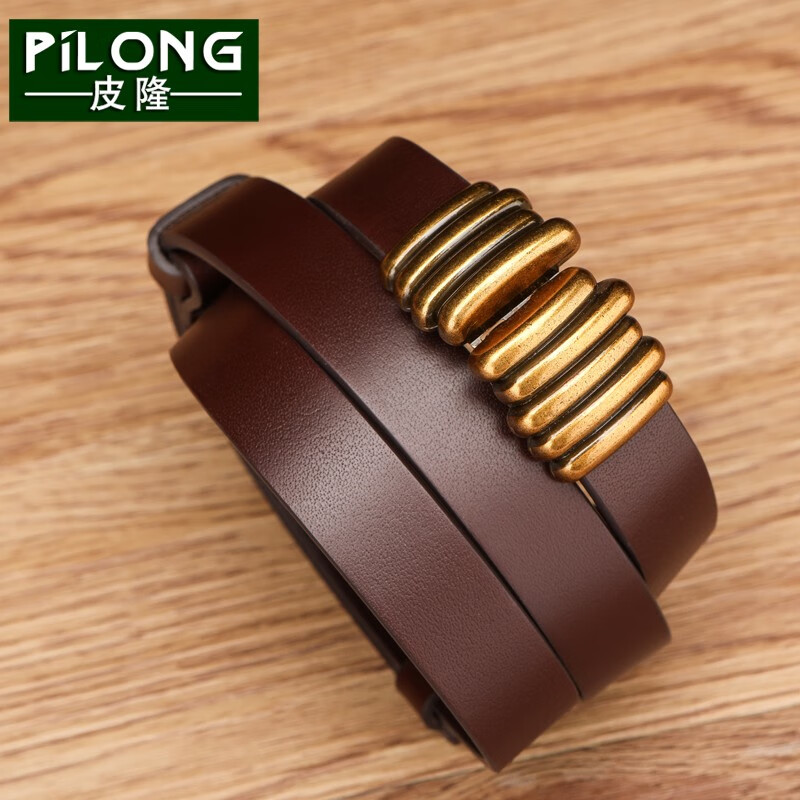 皮隆头层牛皮腰带女装饰腰带时尚百搭配裙带韩版复古细皮带宽度1.