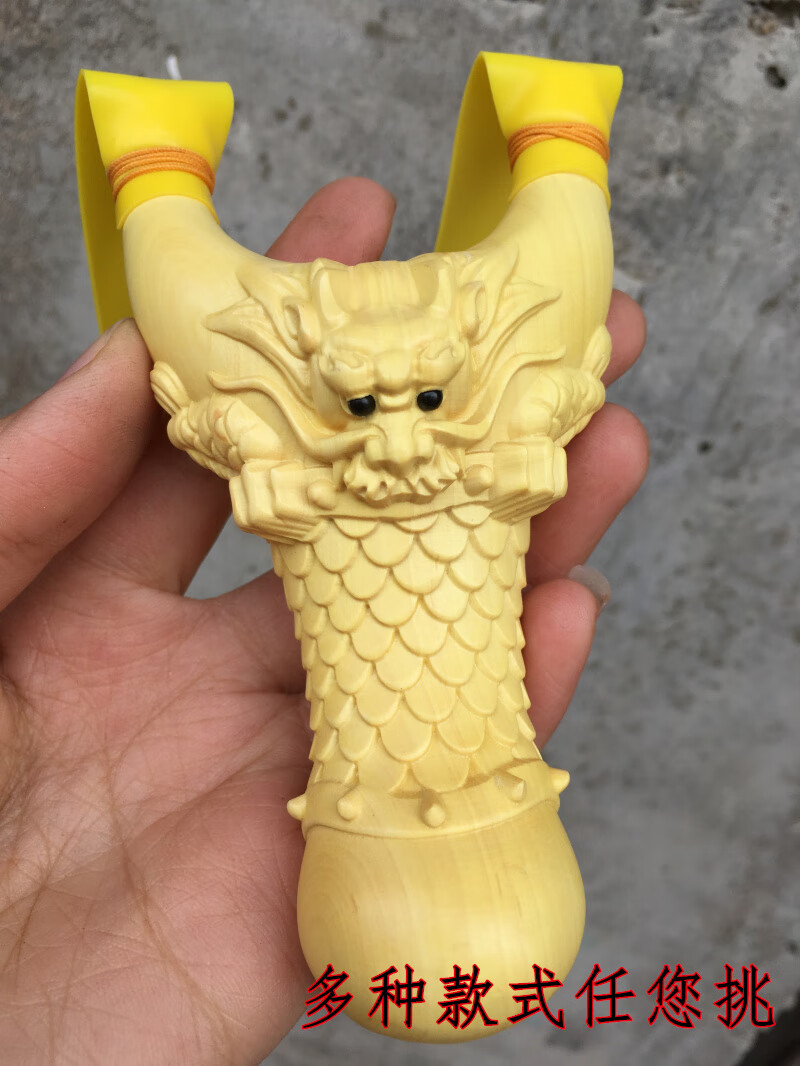 snqp崖柏木雕龙头弹弓神龙戏珠原木雕刻随身携带文玩工艺品手把件装饰