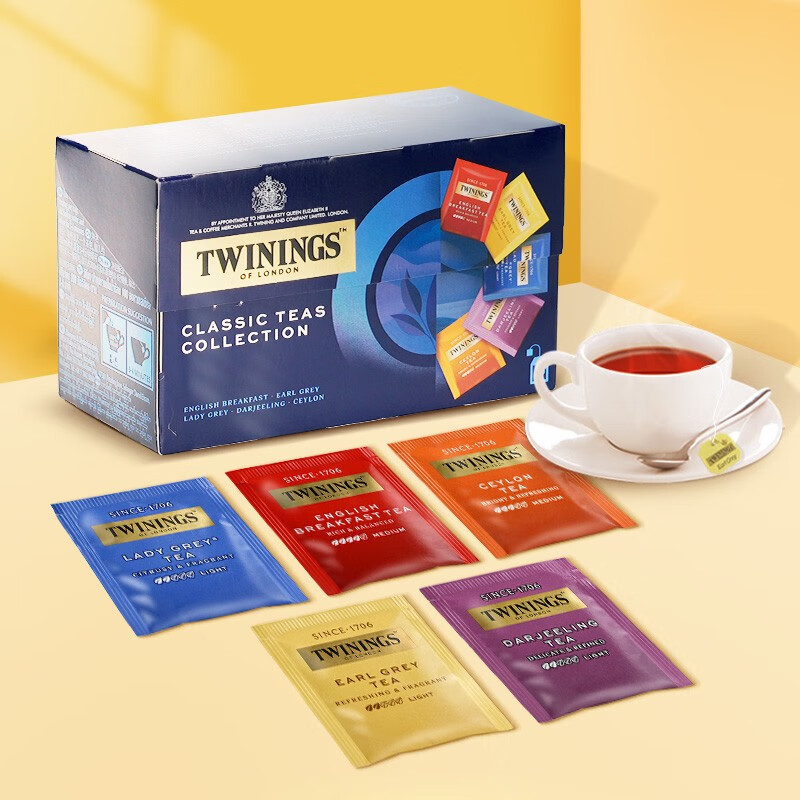 川宁（TWININGS）英国 红茶精选装 5种口味 混合装 进口茶叶袋泡茶包 可冷泡 临期 有效期2025年3月2g*20袋