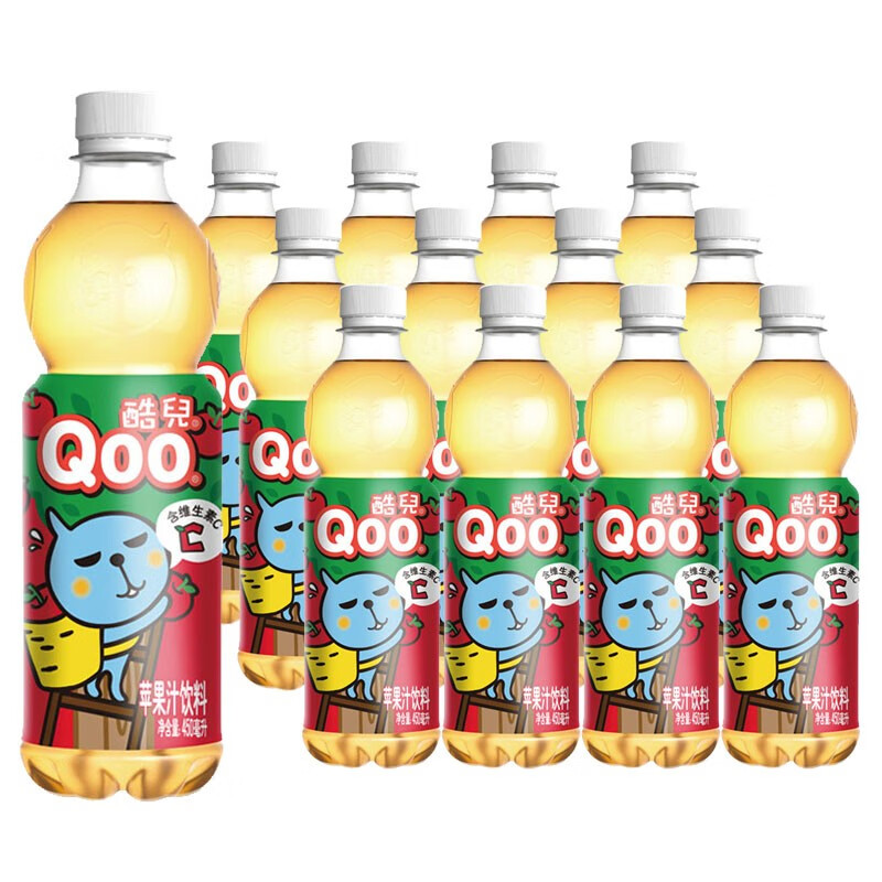 可口可乐 美汁源酷儿苹果味450ml瓶装苹果汁饮料休闲聚会节日果汁饮品