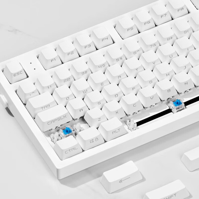 腹灵MK870微尘侧刻机械键盘87键蓝牙无线三模成品游戏办公客制化套件 【三模】白色面+纯白侧刻键帽 凯华BOX红轴V2【手感顺滑】