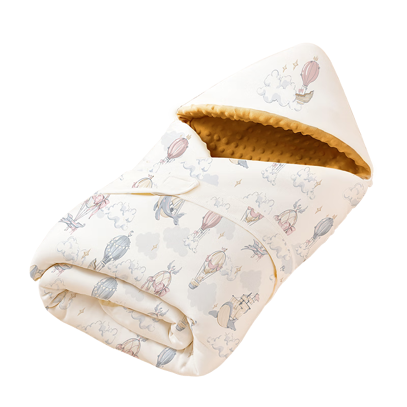 愛貝迪拉嬰兒抱被新生兒秋冬加厚純棉睡袋襁褓包防驚跳包單90*90cm粉120g