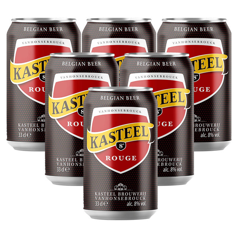 比利时进口 卡尔斯特（Kasteel）啤酒 烈性精酿 高度啤酒 2种口味可选组合装330ml*6听装 8度 樱桃果味红啤酒