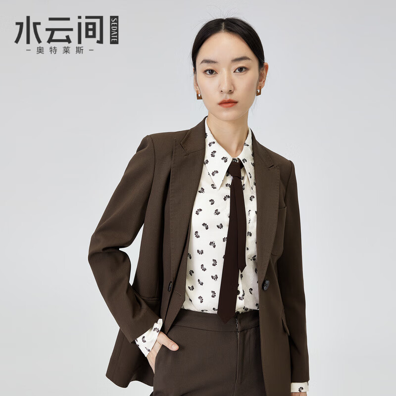水云间通勤小西装外套女新款2023春装气质小个子女士西服 咖啡色 S