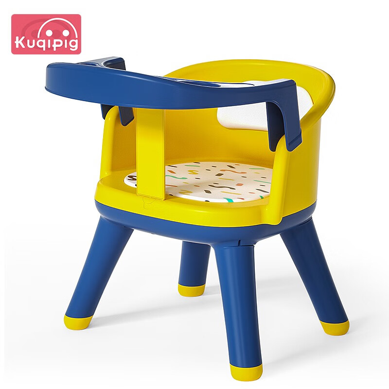 小猪酷琦 儿童餐椅叫叫椅小孩带餐盘吃饭椅子靠背座椅会叫的小凳子 霁月蓝