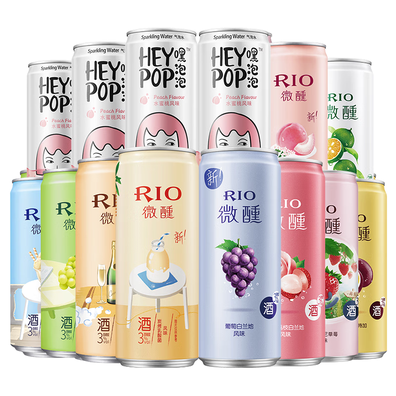 RIO 锐澳 洋酒 预调 鸡尾酒 果酒 微醺 330ml*10罐+气泡水*4罐（随机发货）