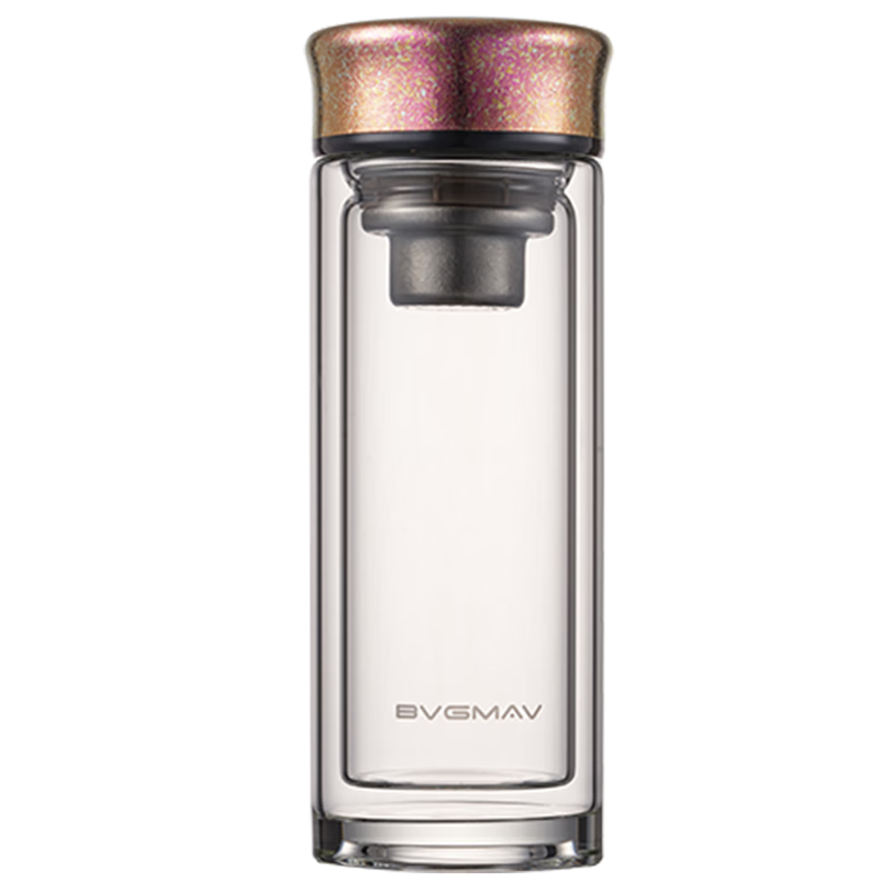 宝威玛（BVGMAV）英国纯钛双层玻璃杯 高档车载茶水分离杯钛茶杯 泡茶杯 送礼物 BAL011T星光紫