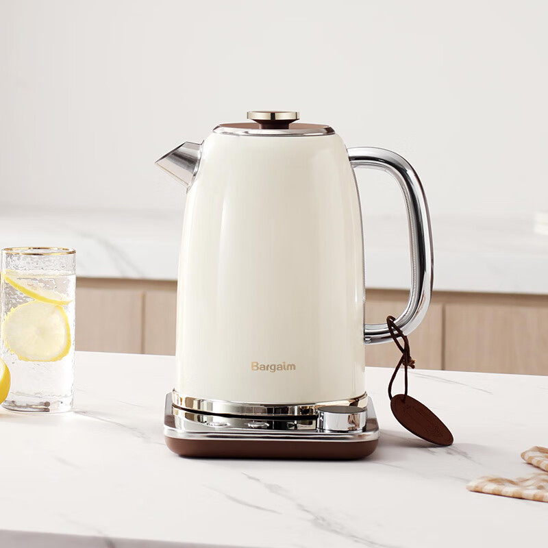 bargaim 316不锈钢电热水壶控温恒温煲水保温一体全自动电水壶大容量开水壶电热烧水壶 1.8升 二代啡白电子版