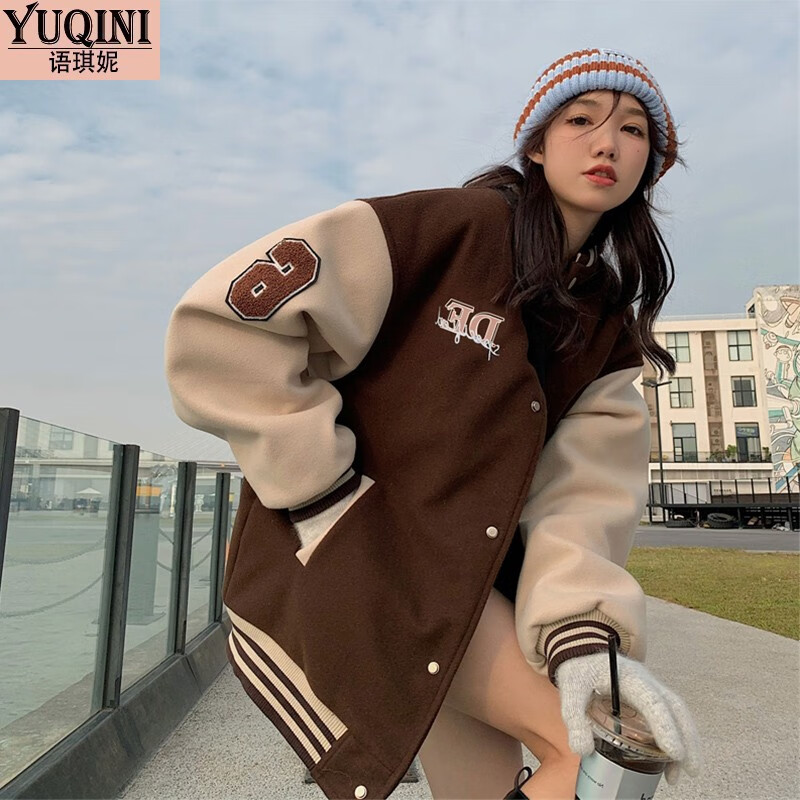 语琪妮冬季女生vintage棒球服短外套少女秋冬装2022初中生高中生大学