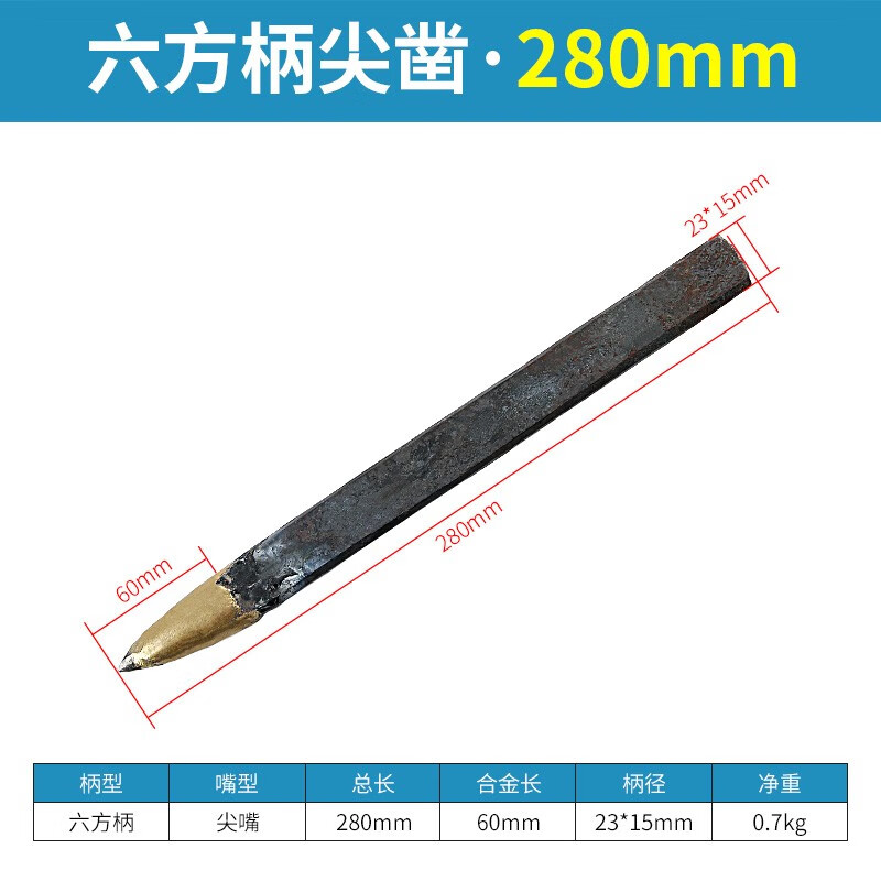凡里錾子钨钢合金凿尖头平头凿子扁凿石工打石头水泥凿子钢凿石材工具