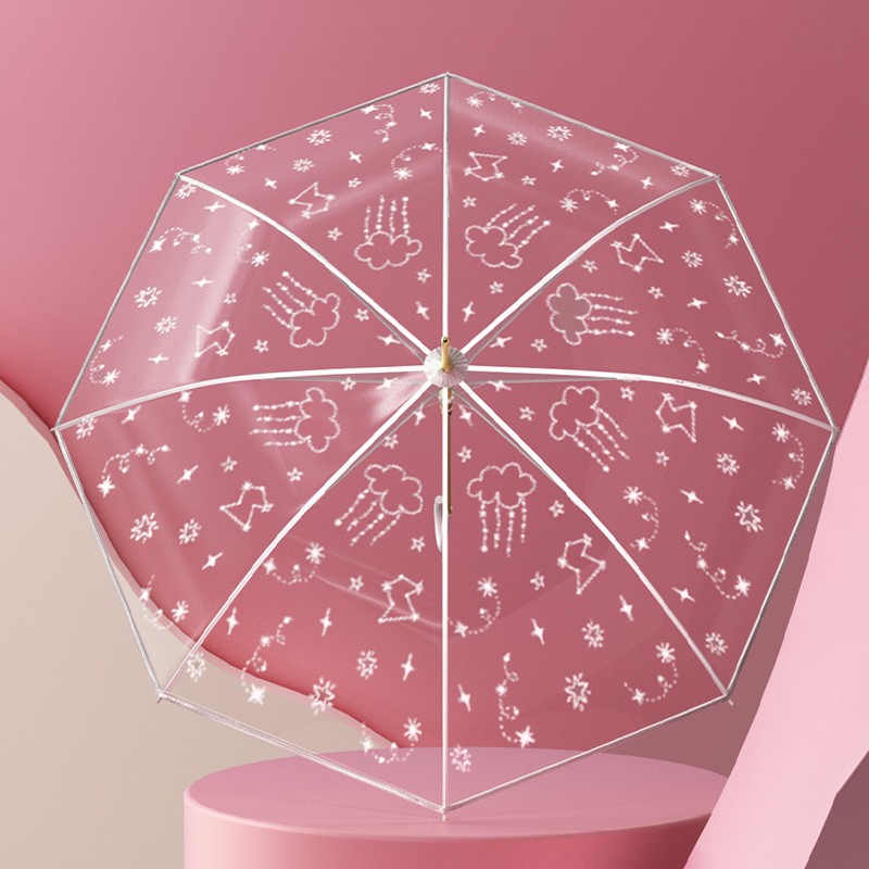 左都(zuodu)半自动雨伞男ins伞雨伞女小清新大号大伞女长柄雨伞透明