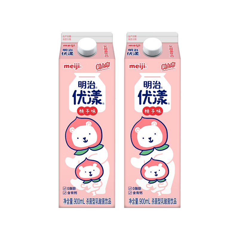 明治(meiji)明治优漾杀菌型乳酸菌饮品 桃子味 900ml*2