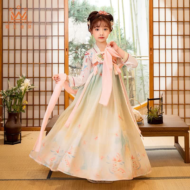 耀王 女童汉服儿童唐装连衣裙公主裙中国风飘逸襦裙中大童超仙洋气裙子 YR-MH-YL01 玉玲珑浅绿 120 怎么看?