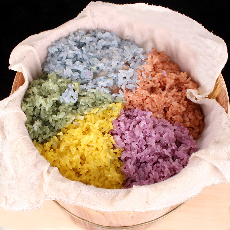 五彩米花米饭纯植物染色云南特产彩色大米粽子饭团七彩五色糯米饭