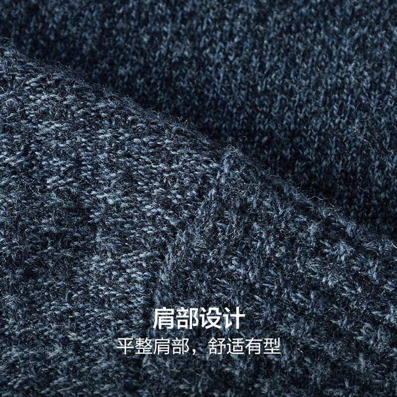 红豆羊毛衫男【厚款100%绵羊毛】华夫格肌理秋季男士毛衣套头 B1兰色 L 175/96B