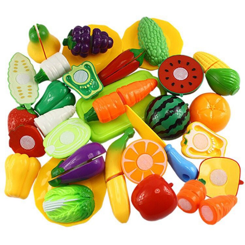 儿童过家家仿真切水果玩具蔬菜披萨切切乐塑料玩具果套装 21件套水果蔬菜切切乐