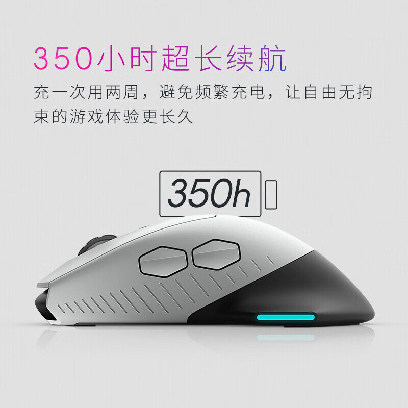 外星人（Alienware）610M+520H 鼠标耳机套装（无线游戏鼠标 电竞耳机）RGB高端电竞外设 送女友 白色