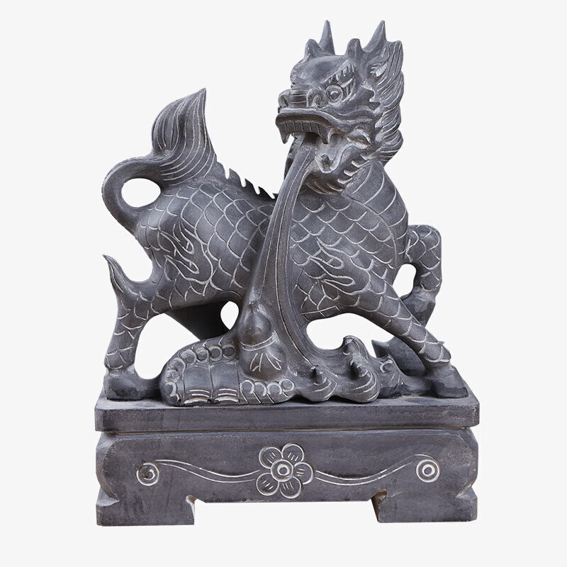 万棠石雕青石麒麟门墩石头雕塑吉祥物门口看门瑞兽吉祥物摆件庭院家居