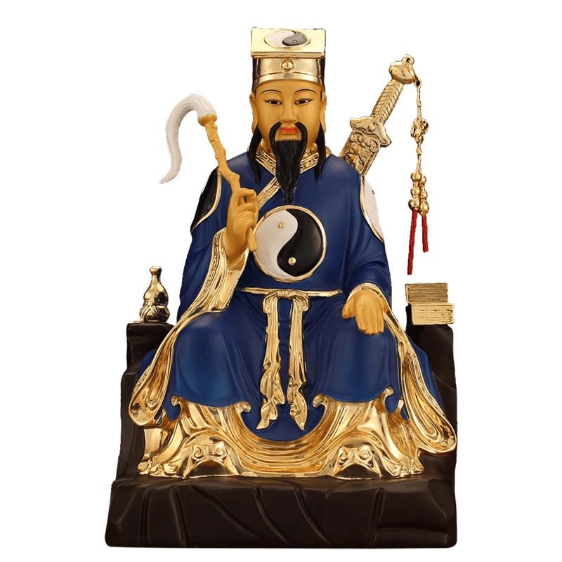 青鸟飞鱼易缘台湾纯铜鎏金吕洞宾神像纯阳祖师吕祖家用供奉纯阳真