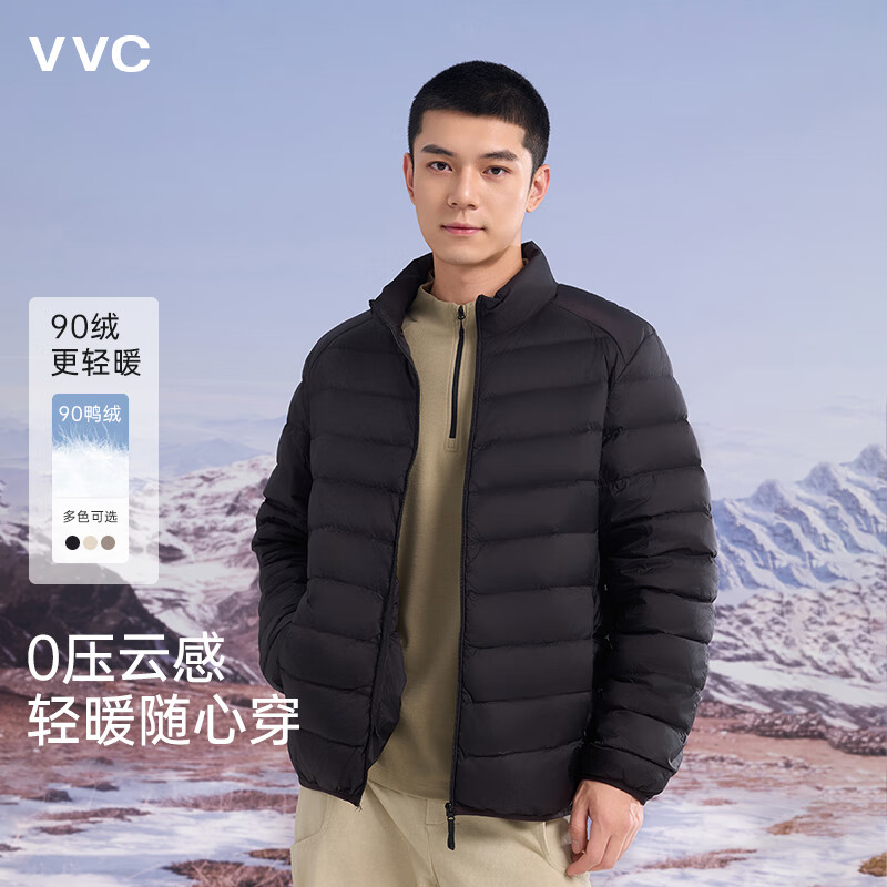 VVC羽绒服男女新款时尚休闲百搭御寒曜石外套2XL176-182cm羽绒保暖时尚羽绒外套I 曜石黑 2XL（176-182cm）主图1