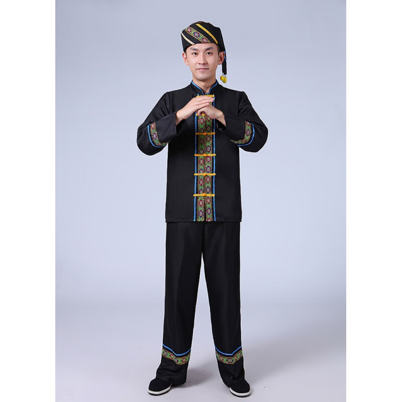 土家族服装男新款少数民族演出服成人苗族舞蹈服装壮族瑶族表演服装