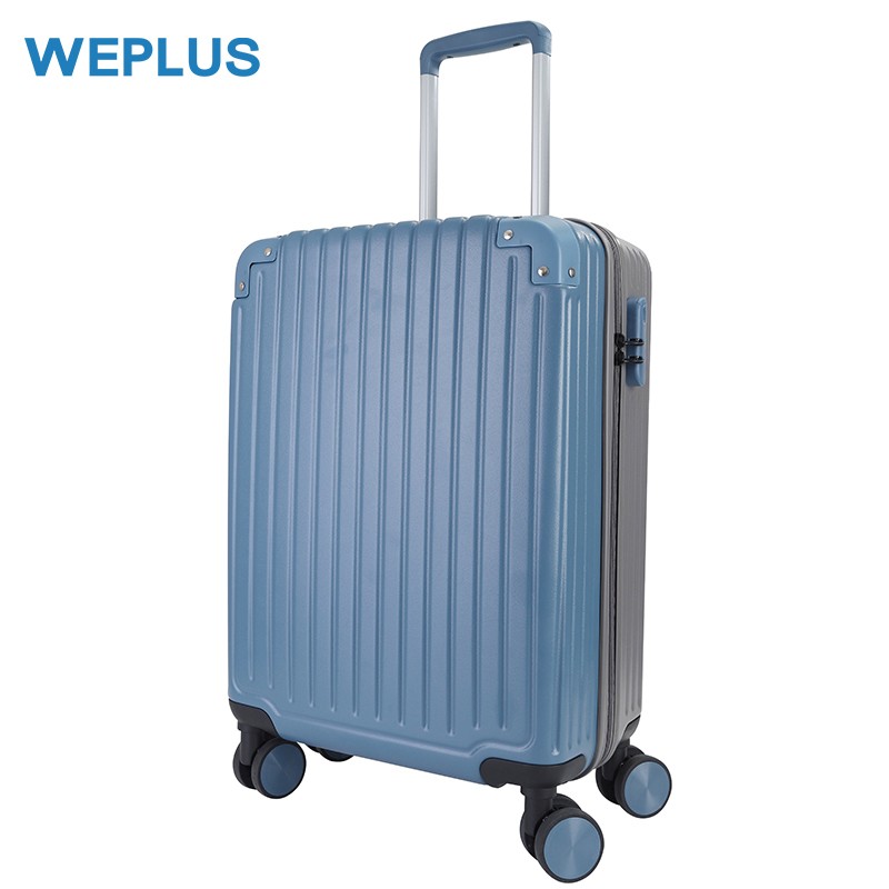 唯加WEPLUS行李箱撞色时尚出差旅行箱学生男女通用拉杆箱飞机轮静音箱包 灰色+蓝色 24吋