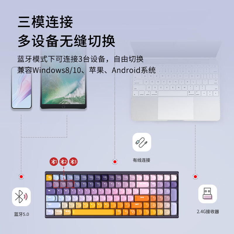 洛斐(LOFREE)星河小翘100键机械键盘田丹露艺术联名款热插拔红轴PBT热升华职场办公
