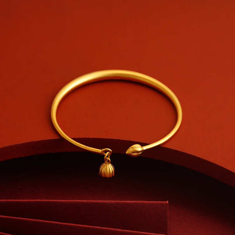 微浓古法传承复古莲花莲蓬仿金手镯两世欢传承镀越南沙金手镯久不掉色