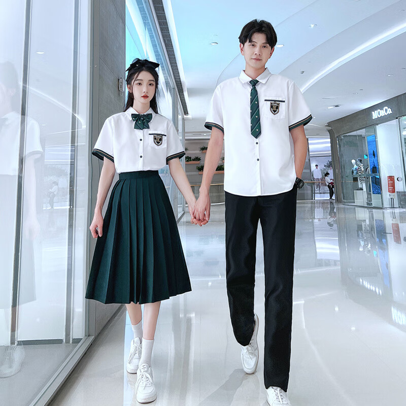 男学生毕业jk制服套装初中生生衬衫女裙高三毕业照服 男生衬衫 领带 s