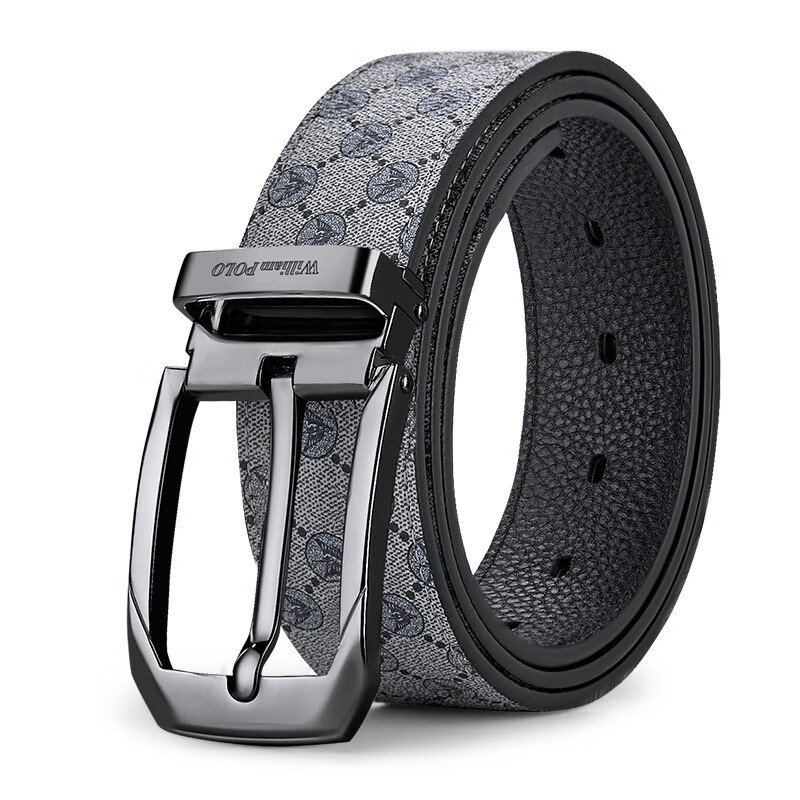 polo)皮带男士牛皮针扣头牛皮商务男式潮流裤带腰带配礼盒 枪扣 110cm