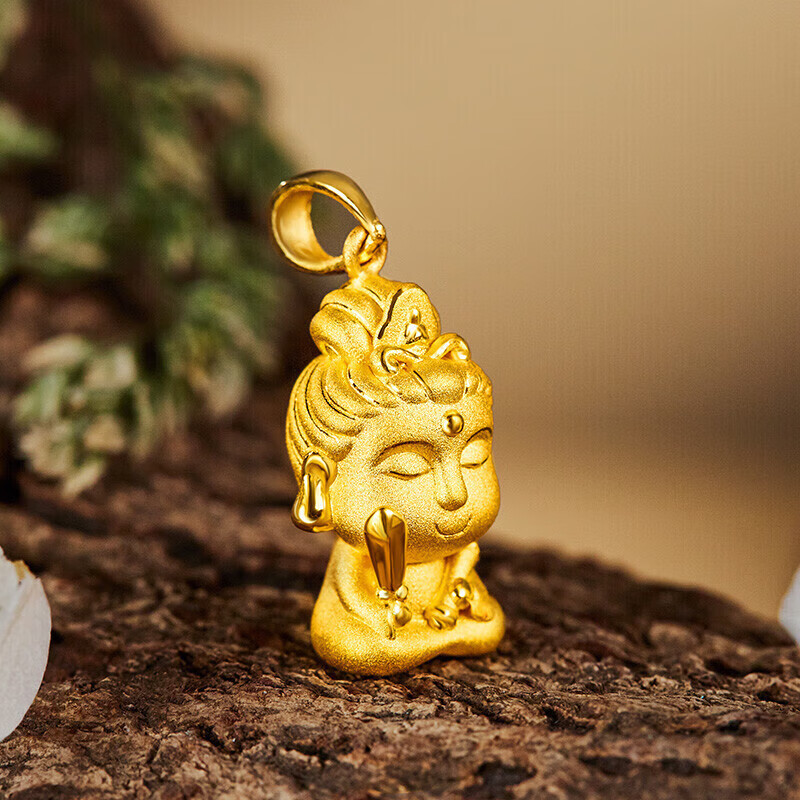菜百首饰 黄金吊坠 足金生肖佛生肖兔-文殊菩萨不含链 定价 约2.70克