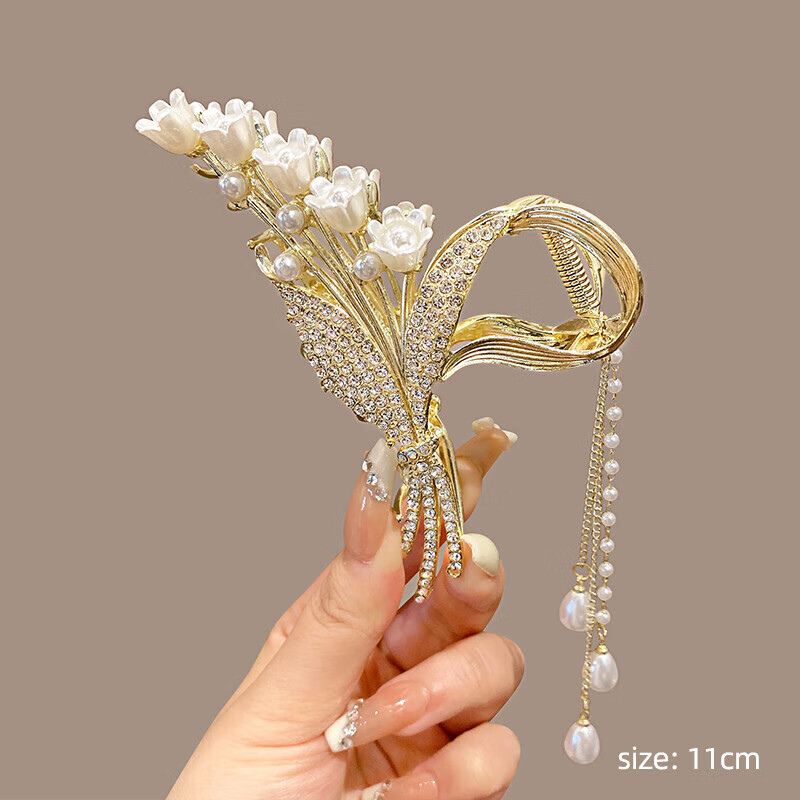 韩生生夹头发的漂亮夹子流苏金属抓夹新发夹感后脑勺鲨鱼夹发卡头 1