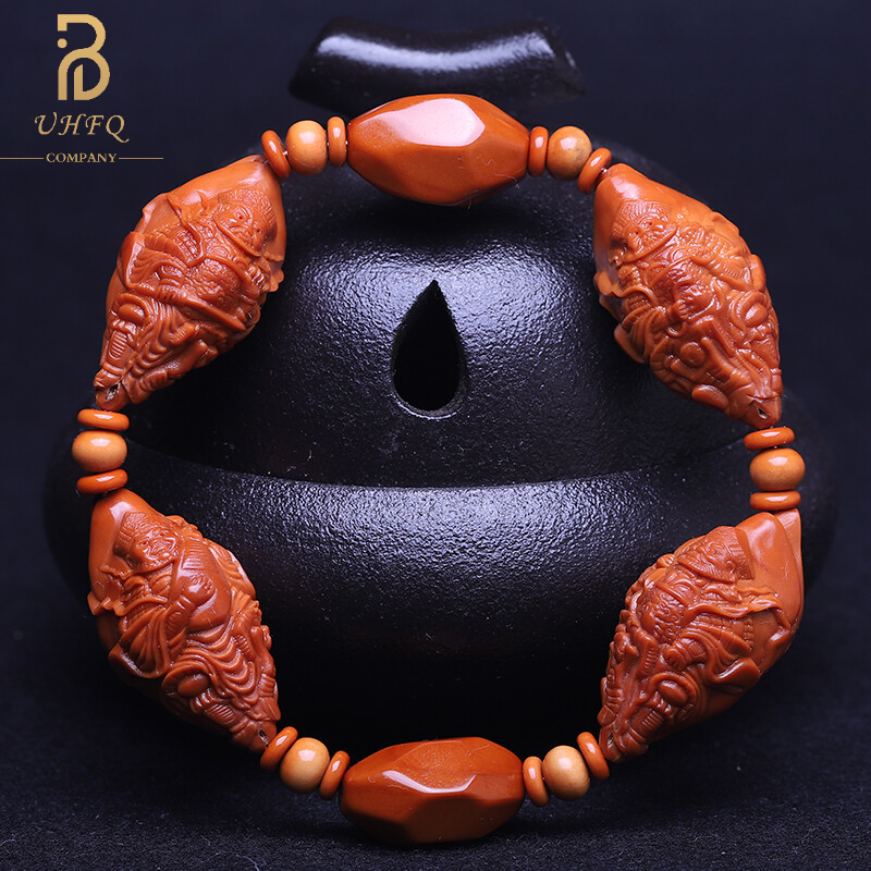 uhfq 橄榄核雕刻四大王天大核男女手串佛珠四大王天橄榄胡链
