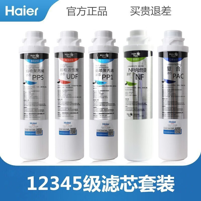 海尔净水器滤芯HSNF-300Q2/T2/300Q1A/1500P0(C)聚丙烯SN纳滤膜颗粒活性炭 12345全套滤芯-300Q2