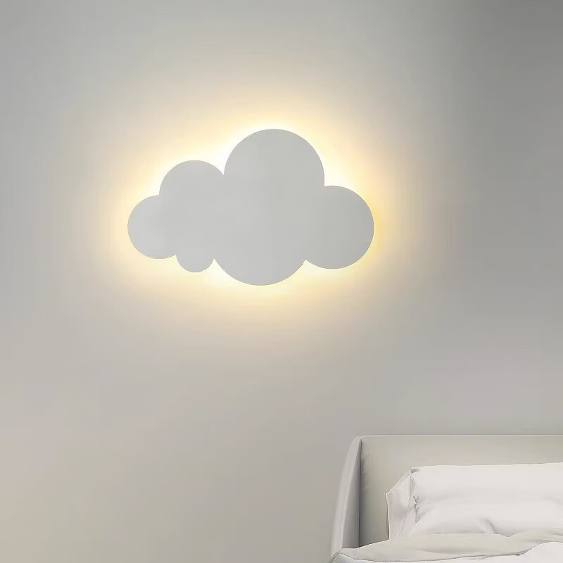 卡梦尔壁灯led卧室客厅儿童房床头灯创意个性阳台过道走廊背景墙灯 白云朵小号25*16三色光
