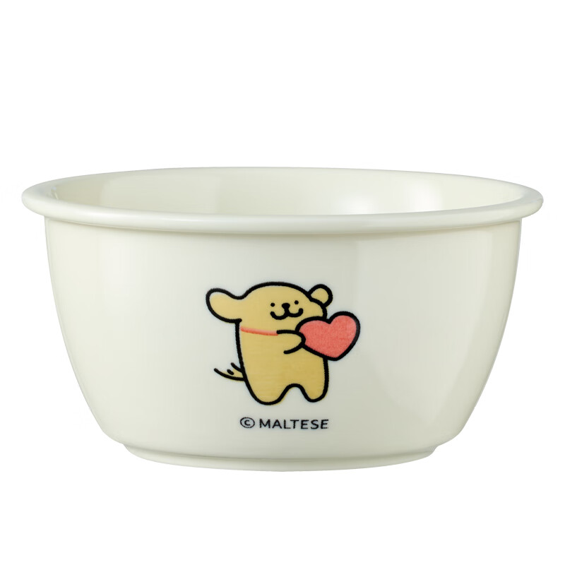 花乐集会员精选 有点淘气X线条小狗IP陶瓷碗釉下彩 奶白4.75英寸